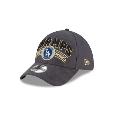 Grey Los Angeles Dodgers Hat - New Era MLB World Series Champions Locker Room 39THIRTY Stretch Fit Caps USA3096518